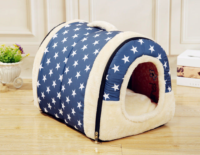 Dog House Kennel Nest With Mat Foldable - Thepetlifestyle