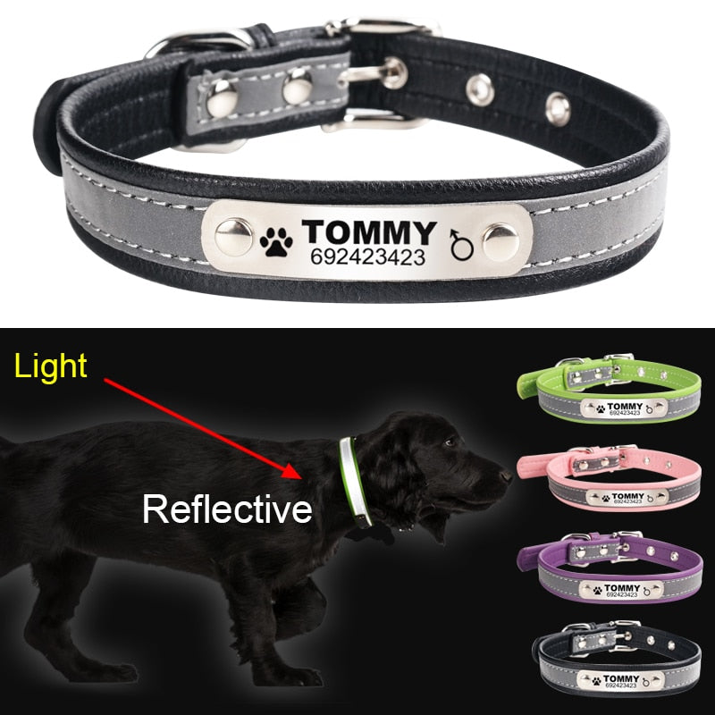Leather Personalized Engraved Dog Collar - Thepetlifestyle