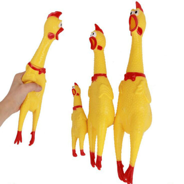 Dog Toys Yellow Screaming Rubber Chicken Pet Squeak - Thepetlifestyle