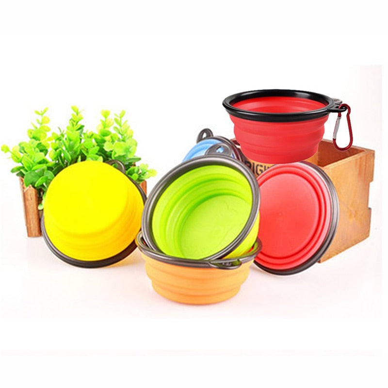 Folding Silicone Dog Bowl Outfit Portable Travel Bowl - Thepetlifestyle
