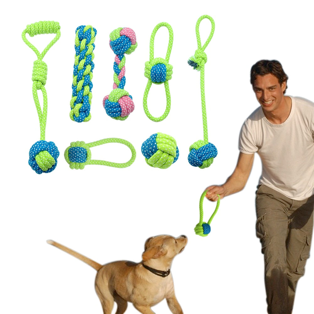Cotton Dog Rope Toy Knot Puppy Chew Teething - Thepetlifestyle