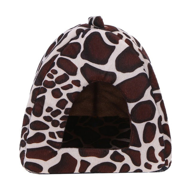 Foldable Cat Dog Kennel Warm Cushion Strawberry - Thepetlifestyle