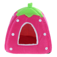 Foldable Cat Dog Kennel Warm Cushion Strawberry - Thepetlifestyle