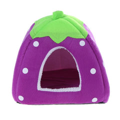 Foldable Cat Dog Kennel Warm Cushion Strawberry - Thepetlifestyle
