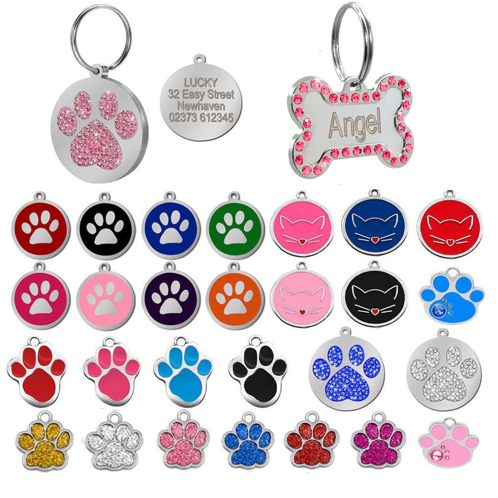 Collar Accessories Steel Bone Paw Name Tags Anti-lost - Thepetlifestyle